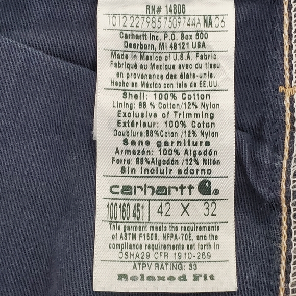 Carhartt FR Relaxed Fit Jeans 42× 32, fully lined, HRC 3, NFPA70E, NFPA2112 - Picture 7 of 14